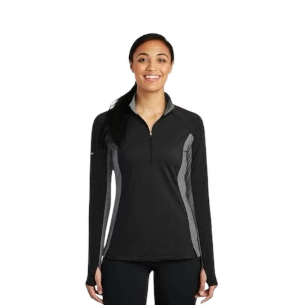 Sport-Tek Sport-Wick Stretch Contrast 1/2-Zip Pullover Shirt (Black/Grey) NWOT